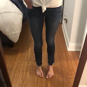 Express Frayed Hem Skinny Jeans